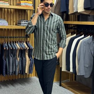 پیراهن طرح دار نخ پنبه راه راه عمده مردانه