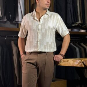 پیراهن اسپرت بیسکویتی چاپی آستین کوتاه