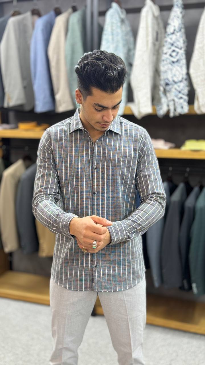 پیراهن اسپرت نخ پنبه راه راه