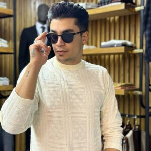 پیراهن اسپرت  طرح دار یقه گرد  پارچه ترک