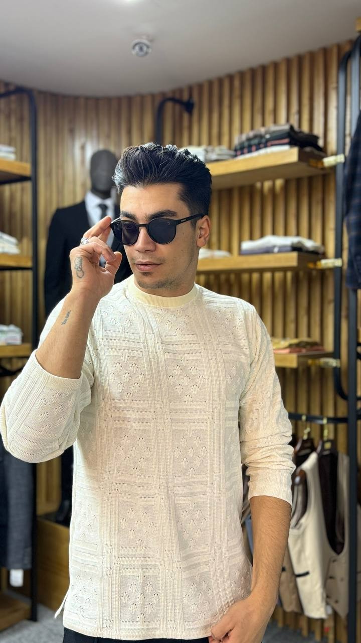 پیراهن اسپرت طرح دار یقه گرد پارچه ترک