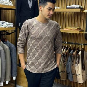 پیراهن اسپرت طرح دار یقه گرد پارچه ترک