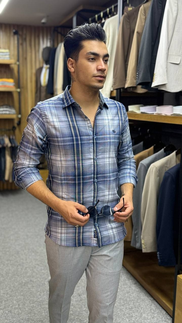 پیراهن اسپرت نخ پنبه چهارخانه