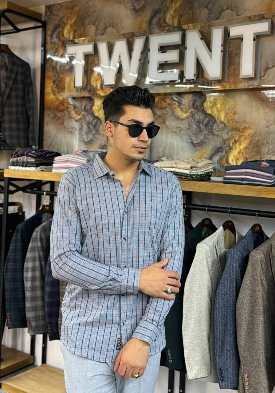 پیراهن اسپرت نخ پنبه راه راه