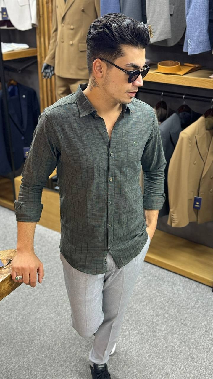 پیراهن اسپرت نخ پنبه راه راه