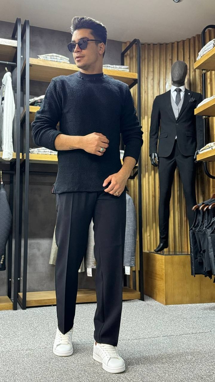 بافت گرم بالا یقه گرد پارچه ترک