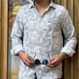 پیراهن اسپرت کنفی طرح دار نخ ترک