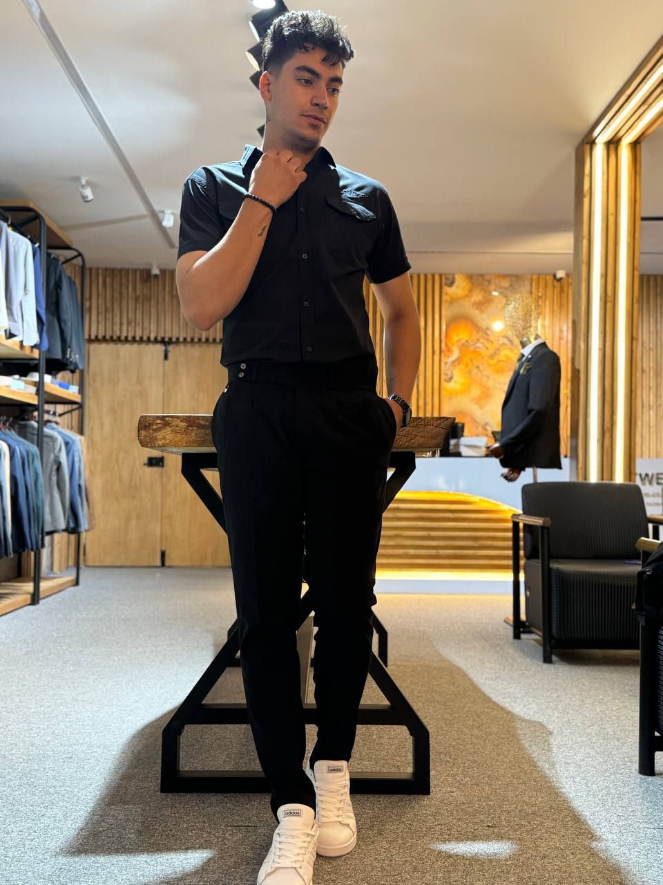 پیراهن آستین کوتاه کتان دوجیب فروشگاه توانتی من