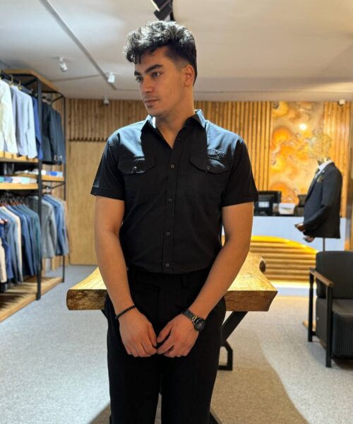  پیراهن آستین کوتاه کتان دوجیب فروشگاه توانتی من