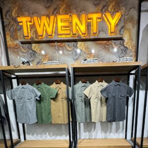 پیراهن آستین کوتاه کتان کش دوجیب توانتی من