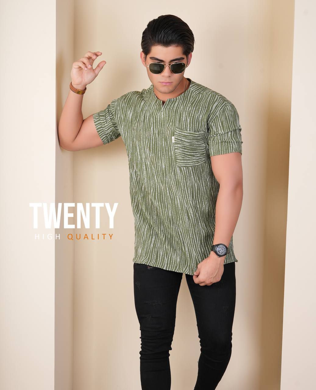 پیراهن آستین کوتاه طرحدار کنزو یقه کوبایی فروشگاه توانتی من